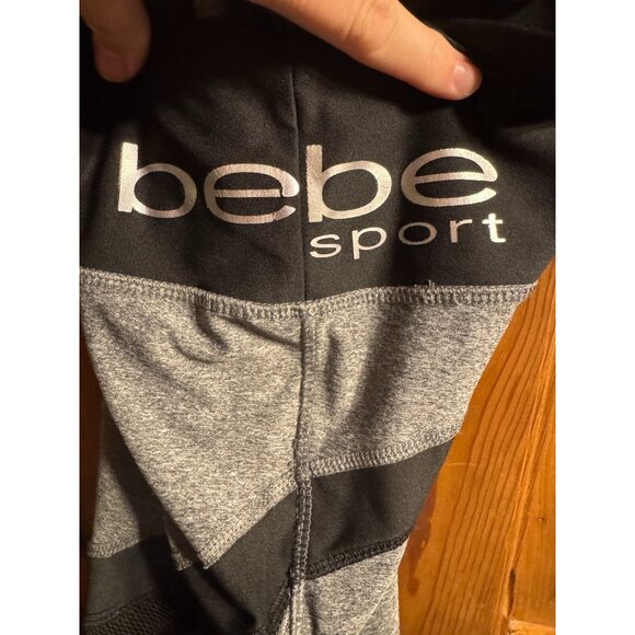 BEBE Sport Black Grey Capri with Mesh Strip Active‎ Leggings Pants Plus 3X - Picture 5 of 5